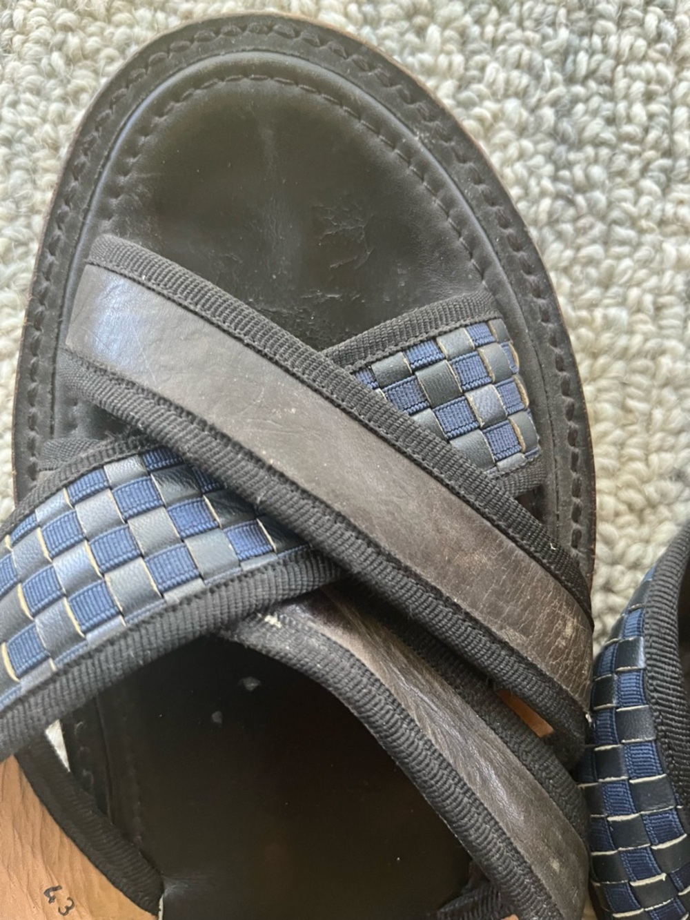 Armando Cabral Arabia Men's Black Leather Woven Strap Slide Sandals - Picture 3 of 6
